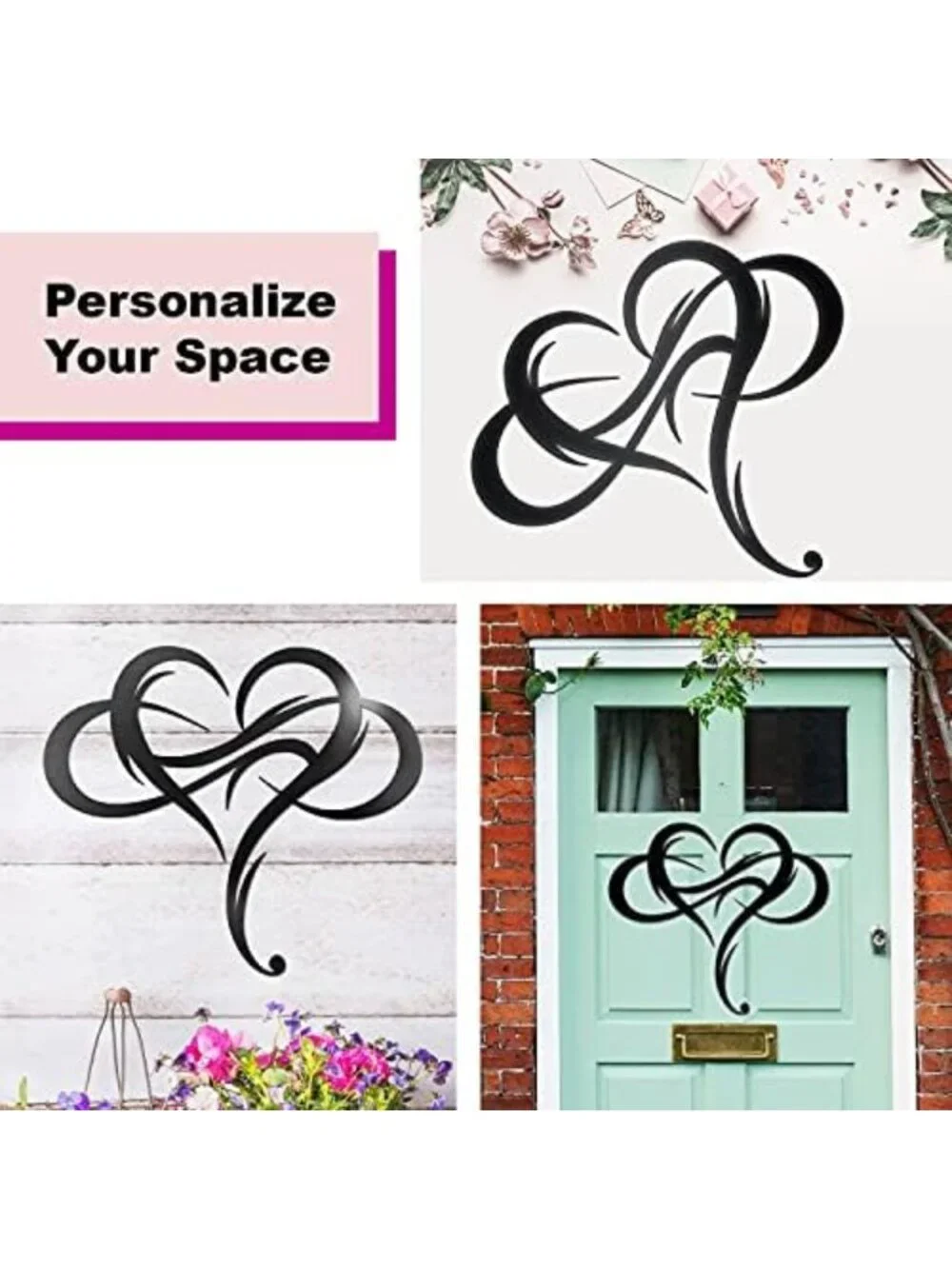 Large Infinity Heart Metal Wall Art - Unique Love Sign for Home & Garden Decor